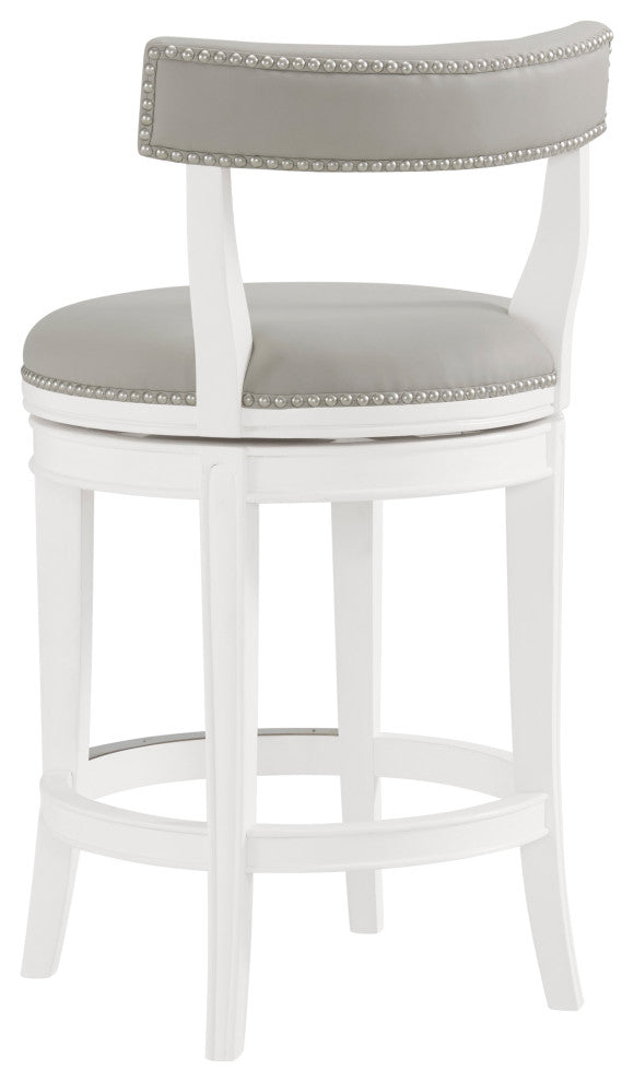 Hanover Swivel Bar Stool, White and Gray, Counter Height