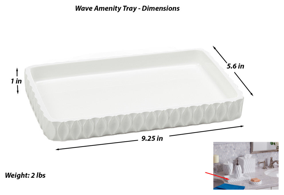 Wave, White, Amenity Tray