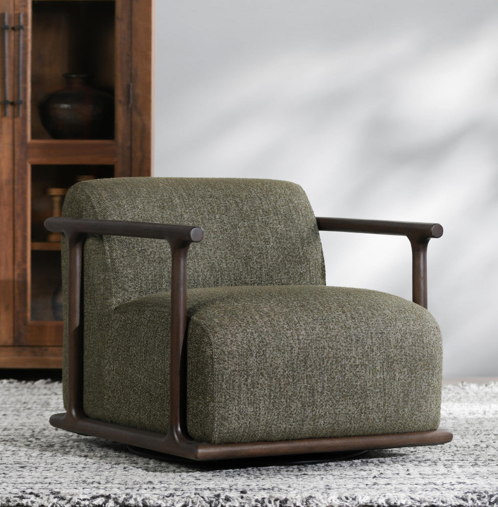 Kosas Home Lucia Green Boucle Swivel Accent Chair