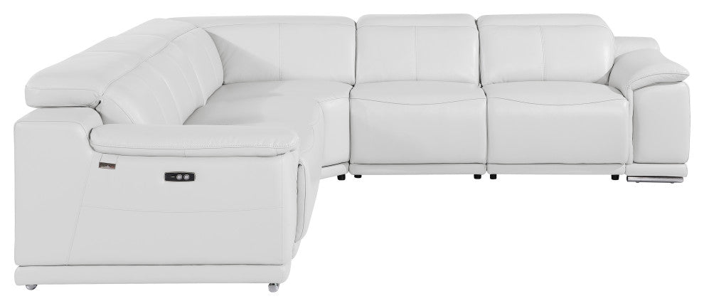 Federico 5-Piece L-Shaped Top Grain Italian Leather Sectional, White