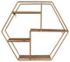 Golden Hexagonal Four Story Wall Shelf