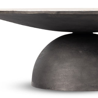 Corbett Large Coffee Table Creamy Taupe Marble, Hammered Grey