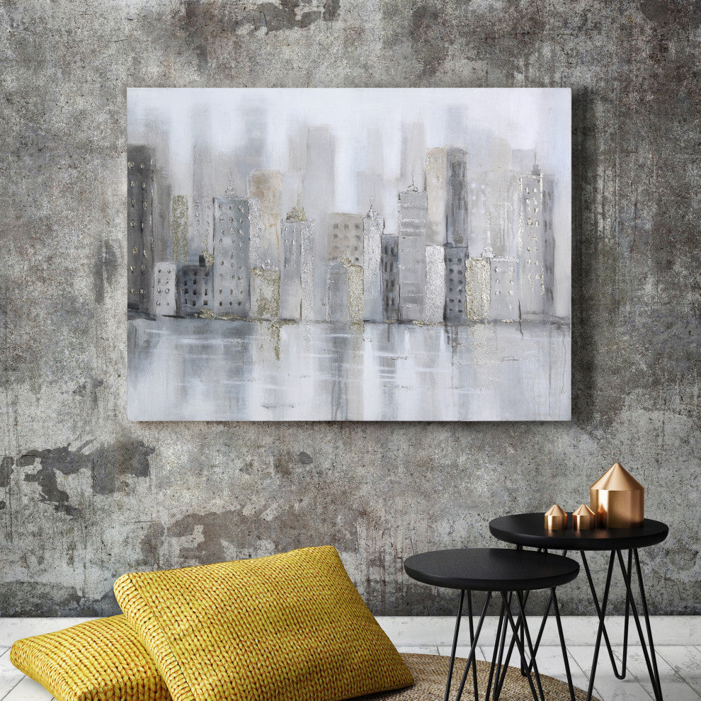 Foggy City Textured Metallic Hand Painted Wall Art by Martin Edwards