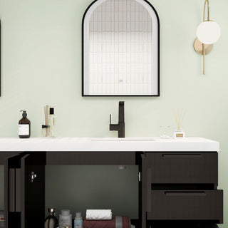 Carla 84" Freestanding Bathroom Vanity With Double Sink, Gloss Black