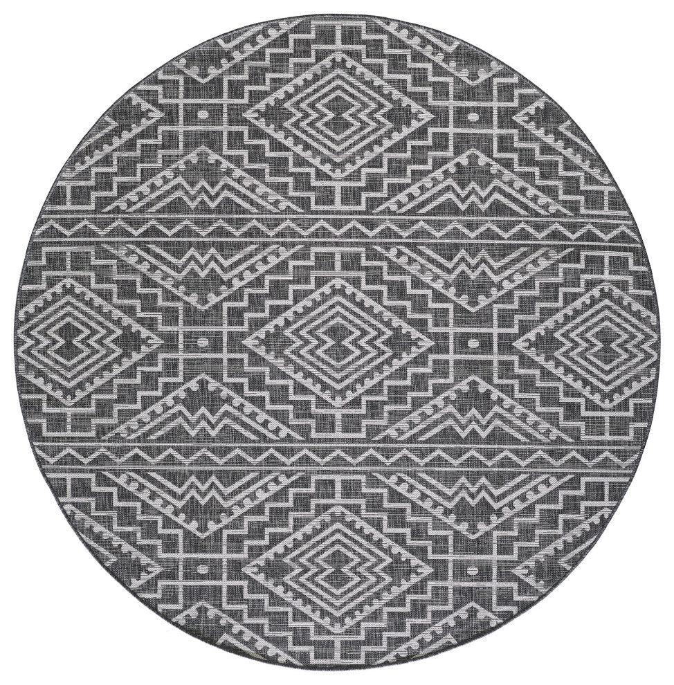 Provo Quinn Indoor/Outdoor Coastal Area Rug, Black, 7'10 Round