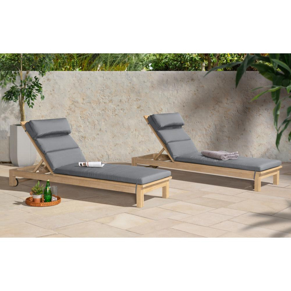 Kooper Sunbrella Outdoor Patio Chaise Lounges, Charcoal Gray