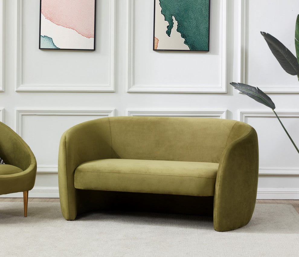 Safavieh Couture Zhao Curved Loveseat, Olive Green