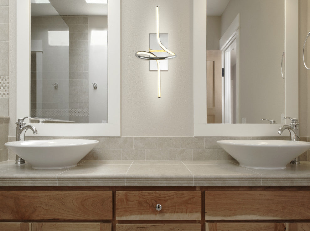 Sketch 9" Minimalist Metal Integrated LED Vanity Light Sconce, Chrome