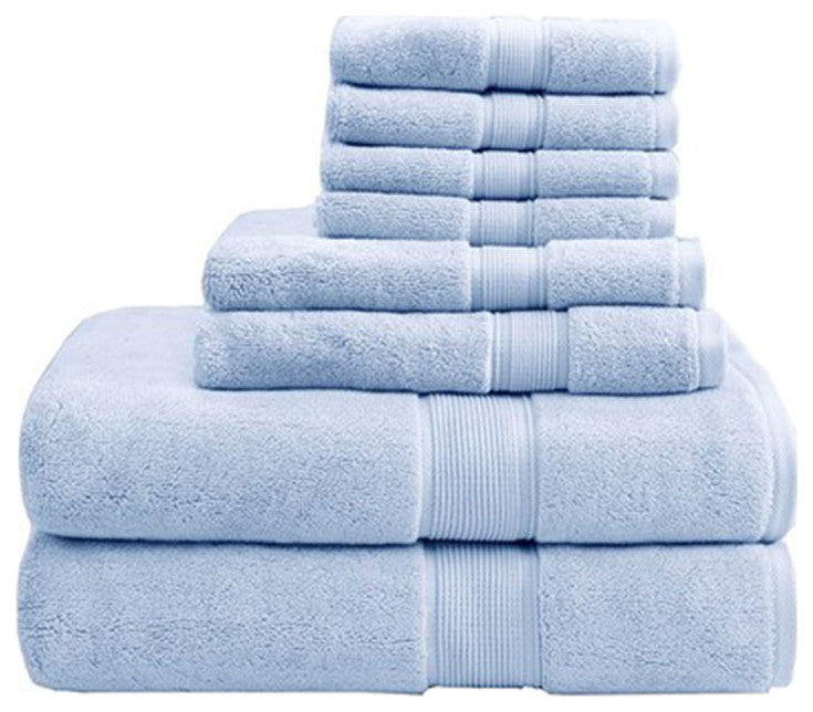 Madison Park Signature 800GSM Antibacterial 8-Piece Bathroom Towel Set, Sky Blue