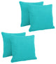 18" Double-Corded Solid Outdoor Square Throw Pillows, Set of 4, Aqua Blue