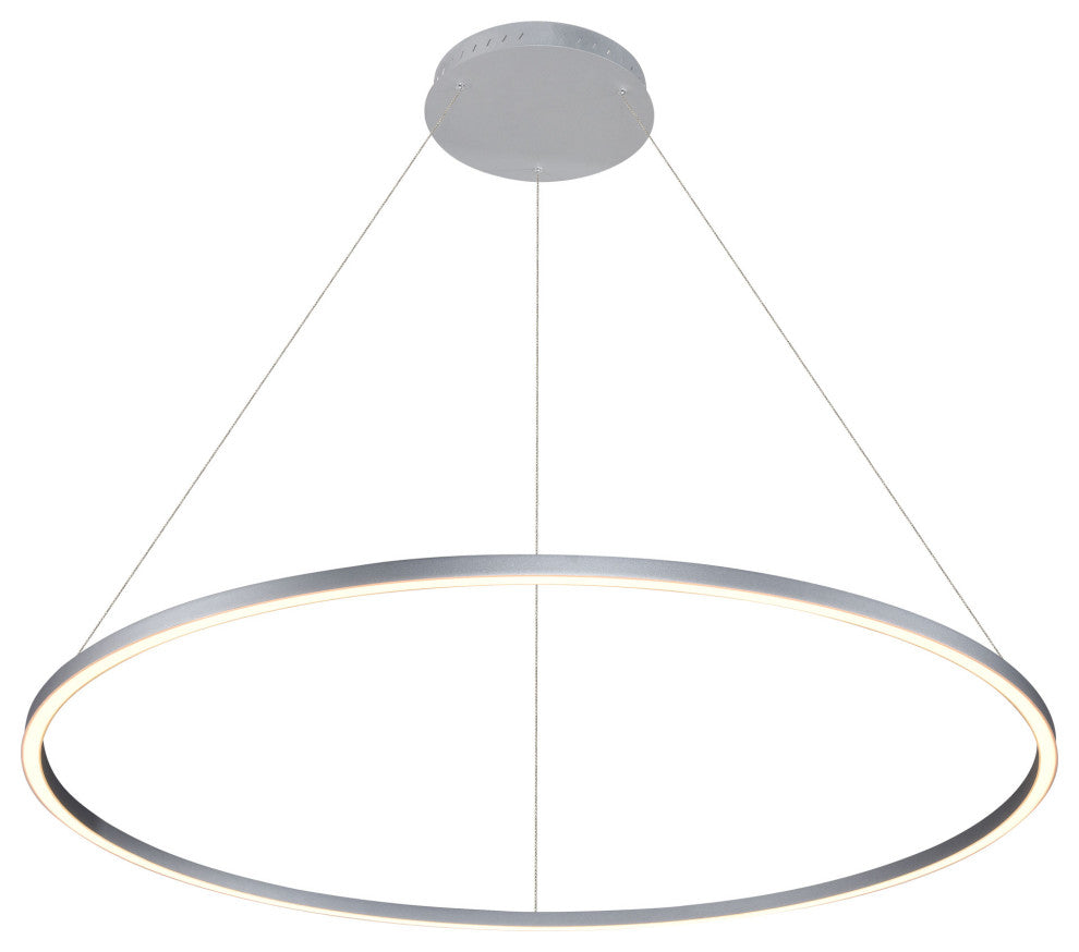 51" Tania LED Circular Chandelier, Adjustable Suspension Fixture, Silver