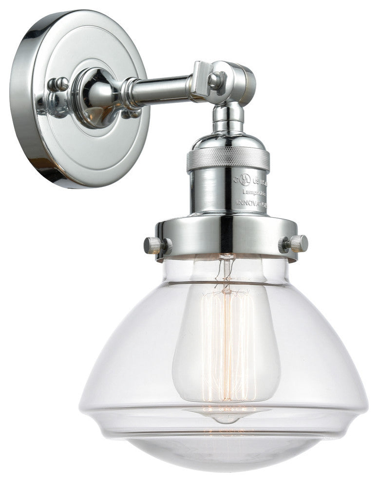Olean 1-Light Sconce, Polished Chrome, Clear