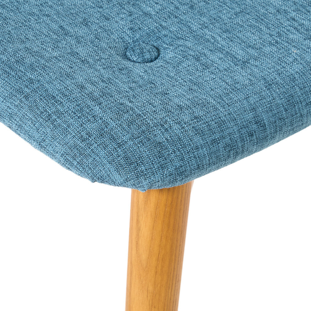 Hariata Mid-Century Modern Wingback Chair and Ottoman Set, Muted Blue