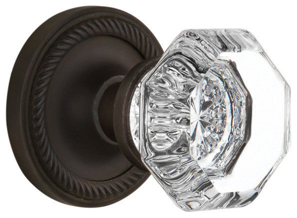 Rope Rosette Passage Waldorf Door Knob, Oil Rubbed Bronze