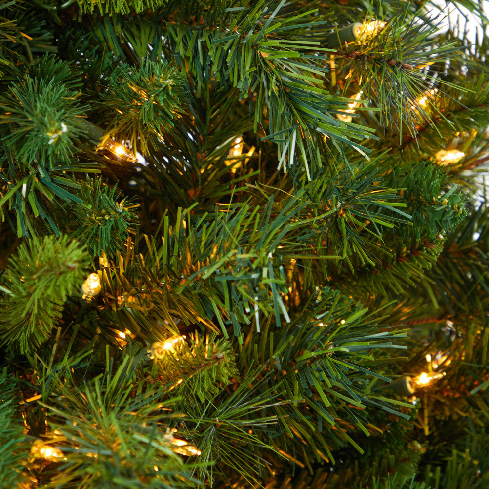 4.5' Wyoming Mixed Pine Faux Xmas Tree W/Lights & Bendable Branches, Planter