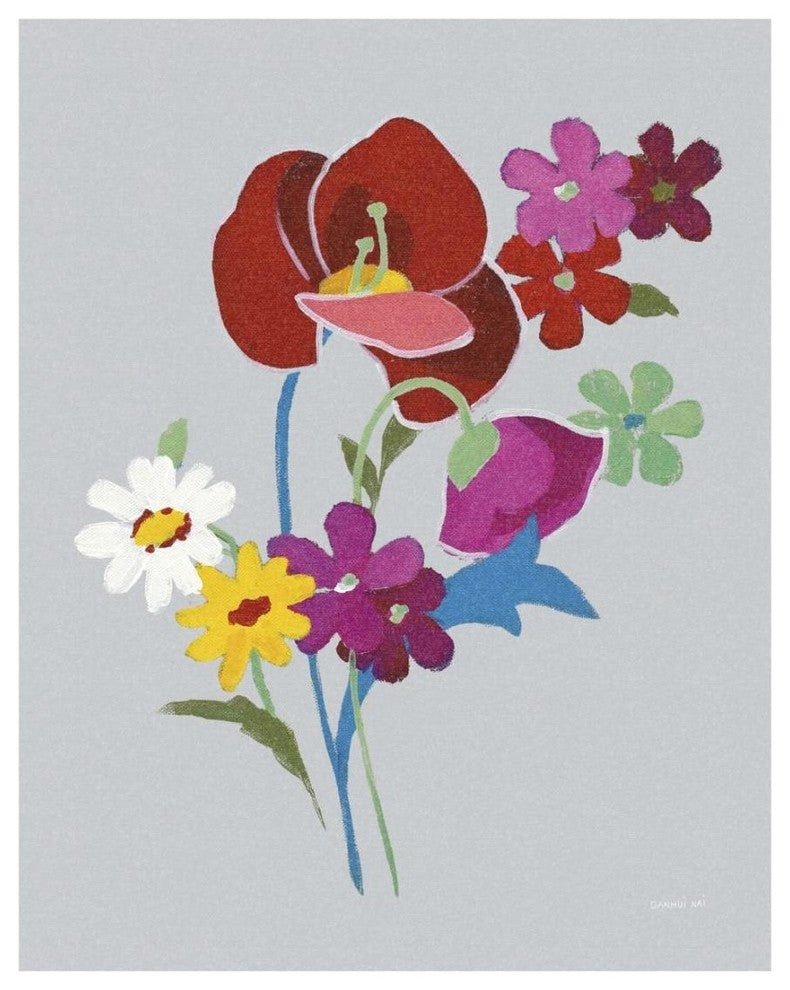 "Alpine Bouquet II Gray" Digital Paper Print by Danhui Nai, 18"x22"