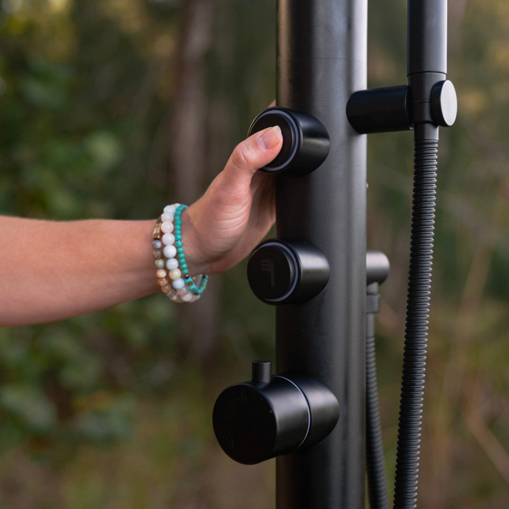 PULSAR 05 Outdoor Shower 316 Stainless Steel with Hand Shower, Matte Black