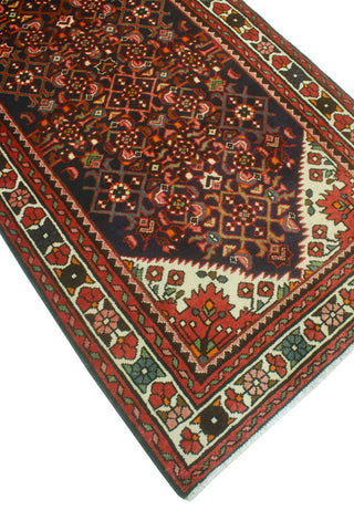 Fine Vintage Distressed Mounia Navy/Rust Runner, 3'8 x 9'11