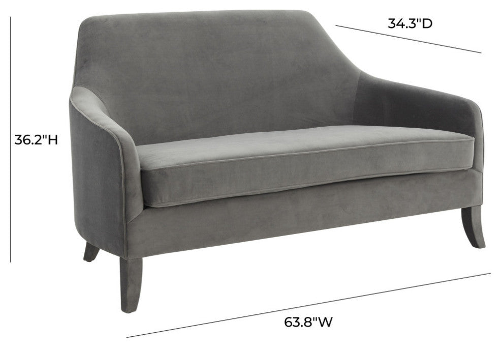 TOV Furniture Neveah Grey Velvet Loveseat