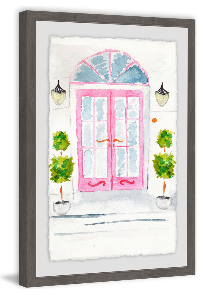 "Pink French Doors" Framed Painting Print, 24"x36"