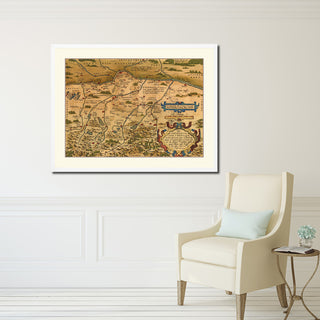 Germany Bavaria Old Map Print On Canvas With Frame Art Collection 16" X 21"