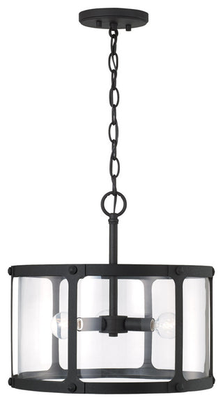 Capital Lighting 244931 Brennen 3 Light 15"W Semi-Flush Drum - Black Iron