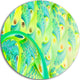 Vibrant Green Fractal Flower Design, Abstract Round Wall Art, 23"