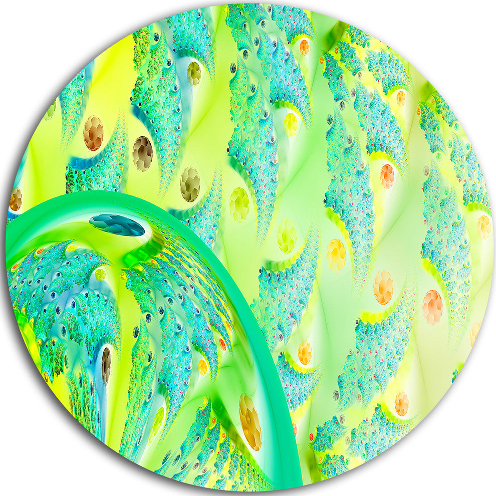 Vibrant Green Fractal Flower Design, Abstract Round Wall Art, 23"