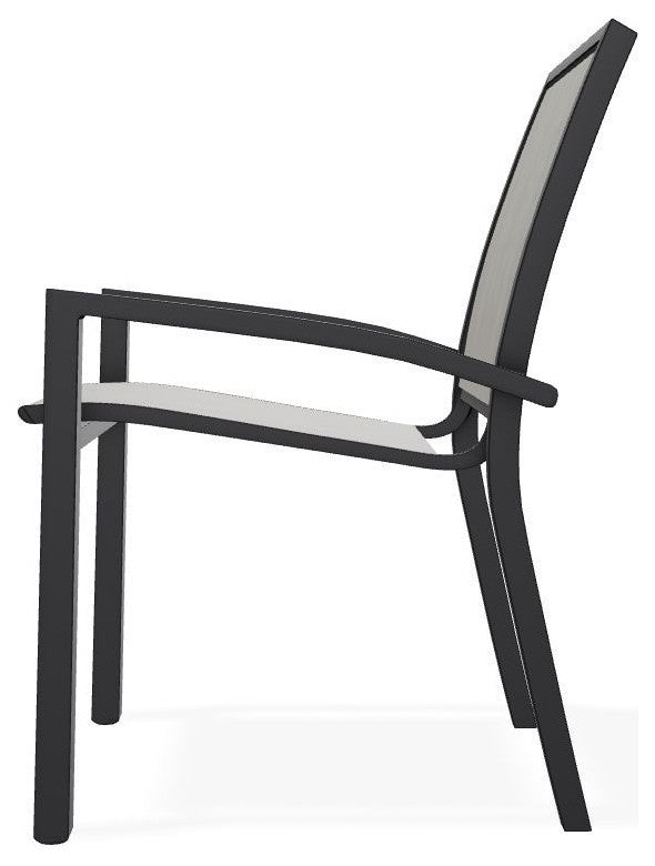 Kendall Sling Stackable Outdoor Dining Chair, Smoke/Black