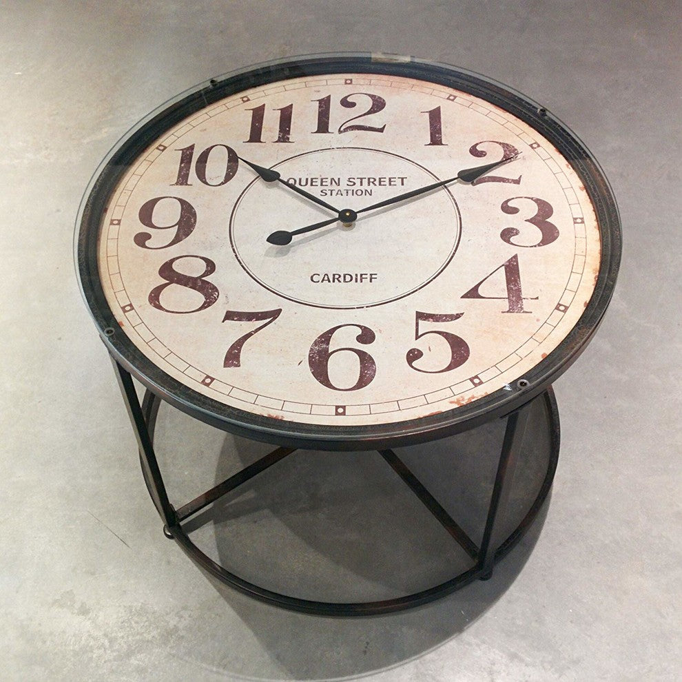 Industrial Clock Side Table