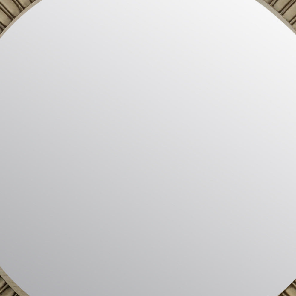 Benzara BM233863 Traditional Style Round Mirror, Decorative Trim Edges, White