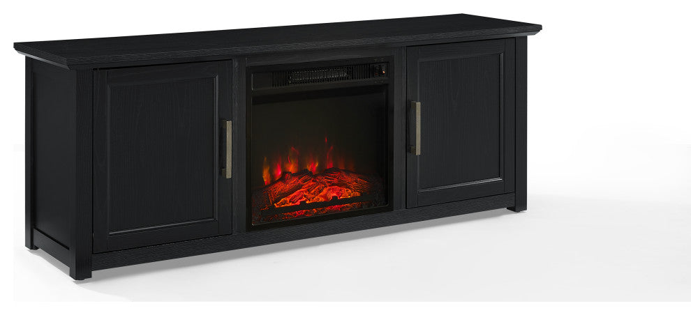 Camden 58" Low Profile TV Stand With Fireplace Black