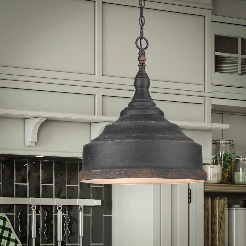 Keating 3-Light Pendant Antique Black Iron