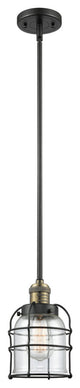 Small Bell Cage 1-Light Mini Pendant, Black Antique Brass, Clear
