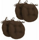16" Solid Twill Round Tufted Chair Cushions, Set of 4, Chocolate