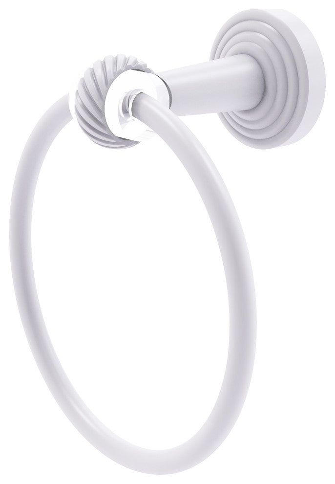 Pacific Beach Towel Ring with Twisted Accents, Matte White