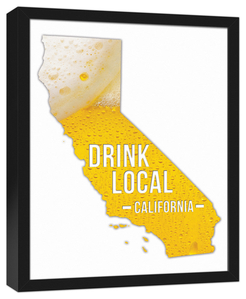 California Drink Local Beer Canvas Wall Art, 16"x20", Framed Canvas