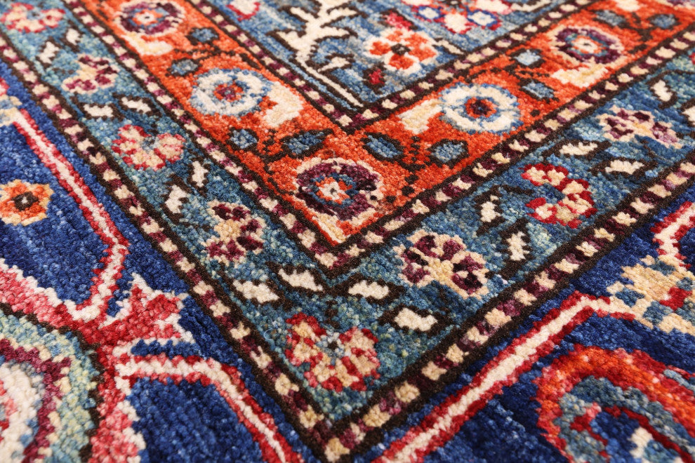9' Square Hand Knotted Persian Fine Serapi Wool Rug - Q12436