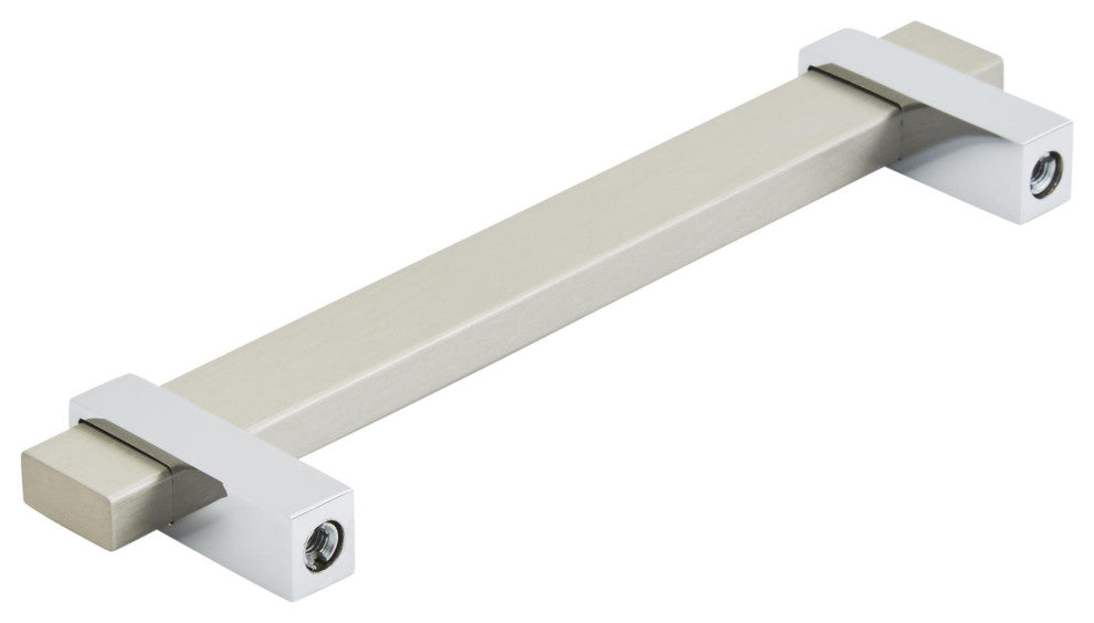 Mulino 5-1/16" Centers Silver Champagne/Polished Chrome Pull