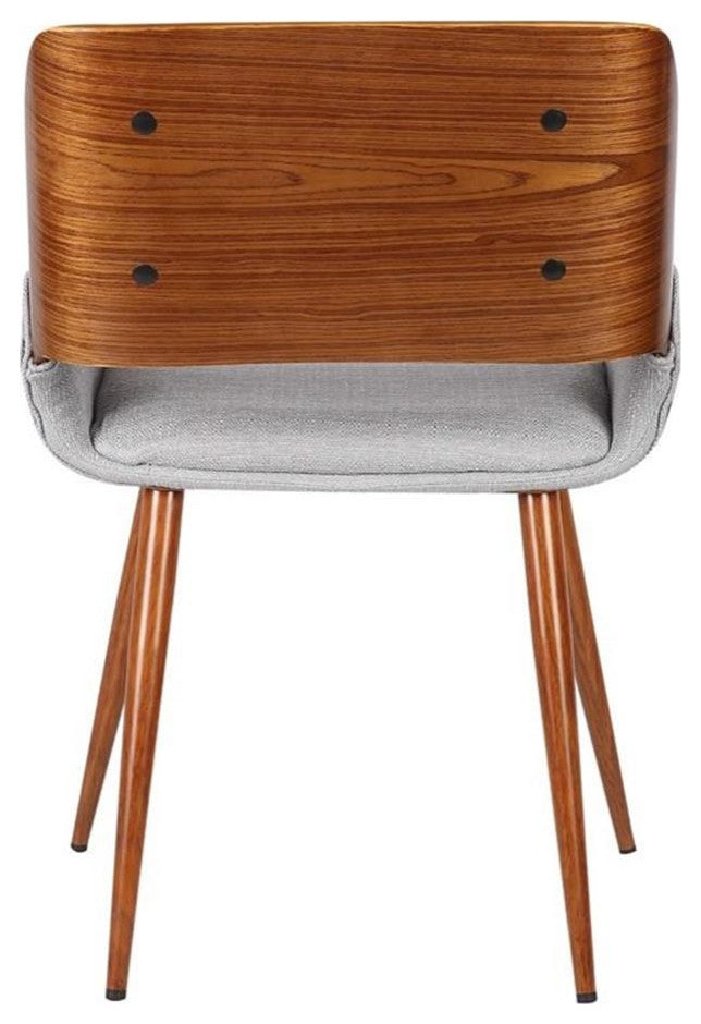 Armen Living Panda Modern Fabric Dining Chair in Walnut Wood and Gray