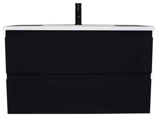 Salt 20Dx36" Floating Bathroom Vanity, Glossy Black With Acrylic Top