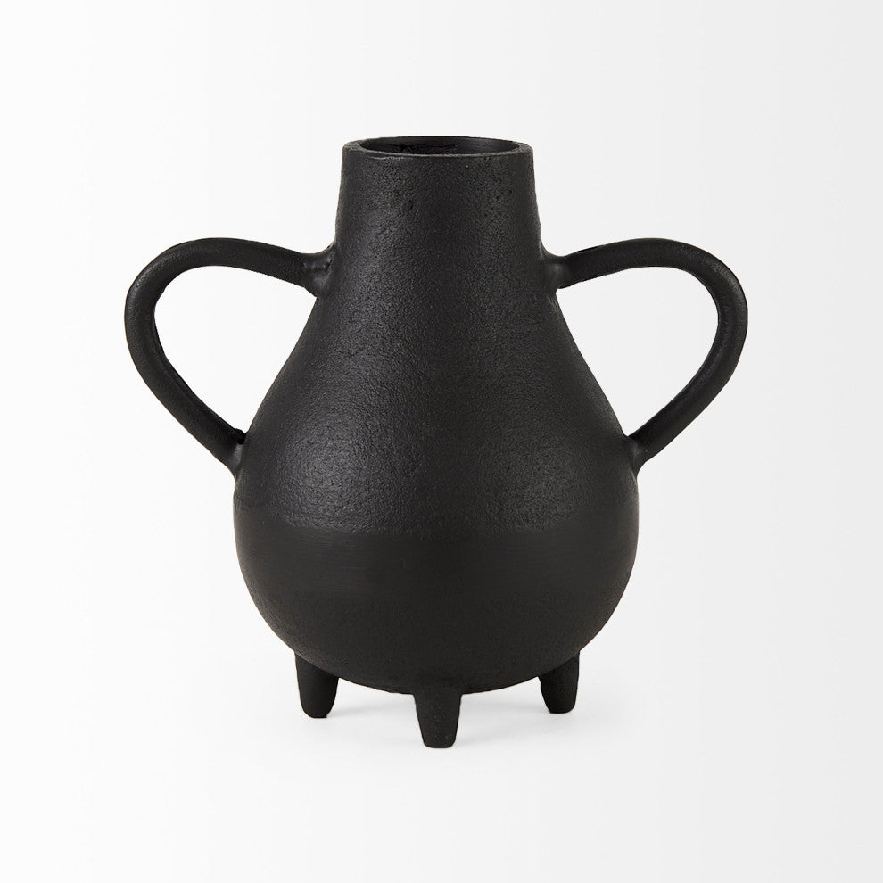 Cyrus 8.7Lx4.7Wx8.3H Black Two handled Vase Decorative Object