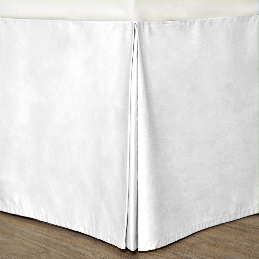 Cottonpure Colors Sustainable Cotton Bed Skirt, White, Queen