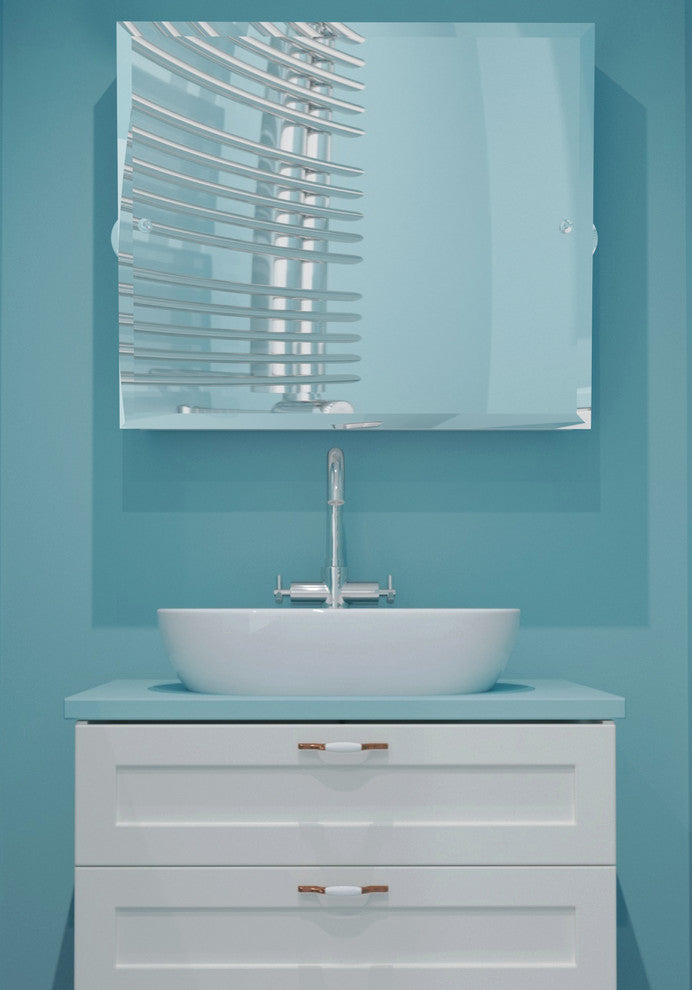 Frameless Landscape Beveled Edge Tilt Mirror, Brushed Bronze