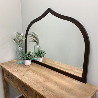 Verdon Framed Mantel Mirror, Teardrop Cathedral, 38.4"x27.4", Rubbed Bronze