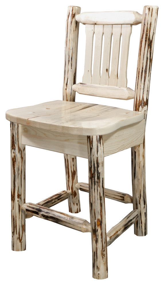 Montana Counter Height Bar Stool With Back, Ready to Finish