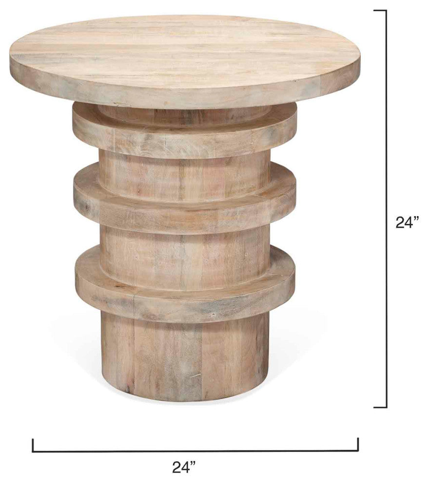 Revolve Wood Side Table, Cream