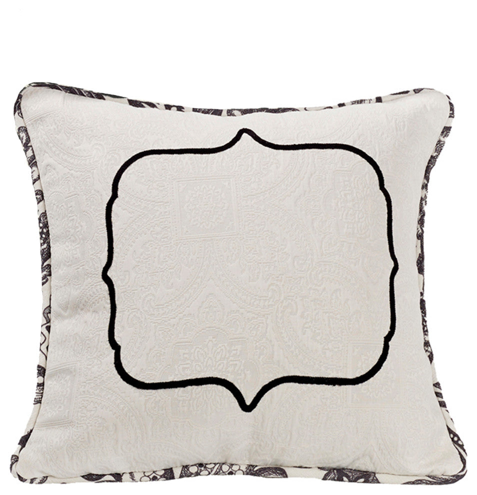 Augusta Toile Pillow with Embroidery Detail, 18"X18"