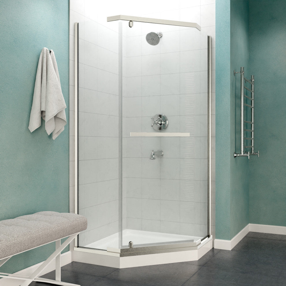 ANZZI Castle 49"x72" Hinged Semi-Frameless Shower Door, Brushed Nickel