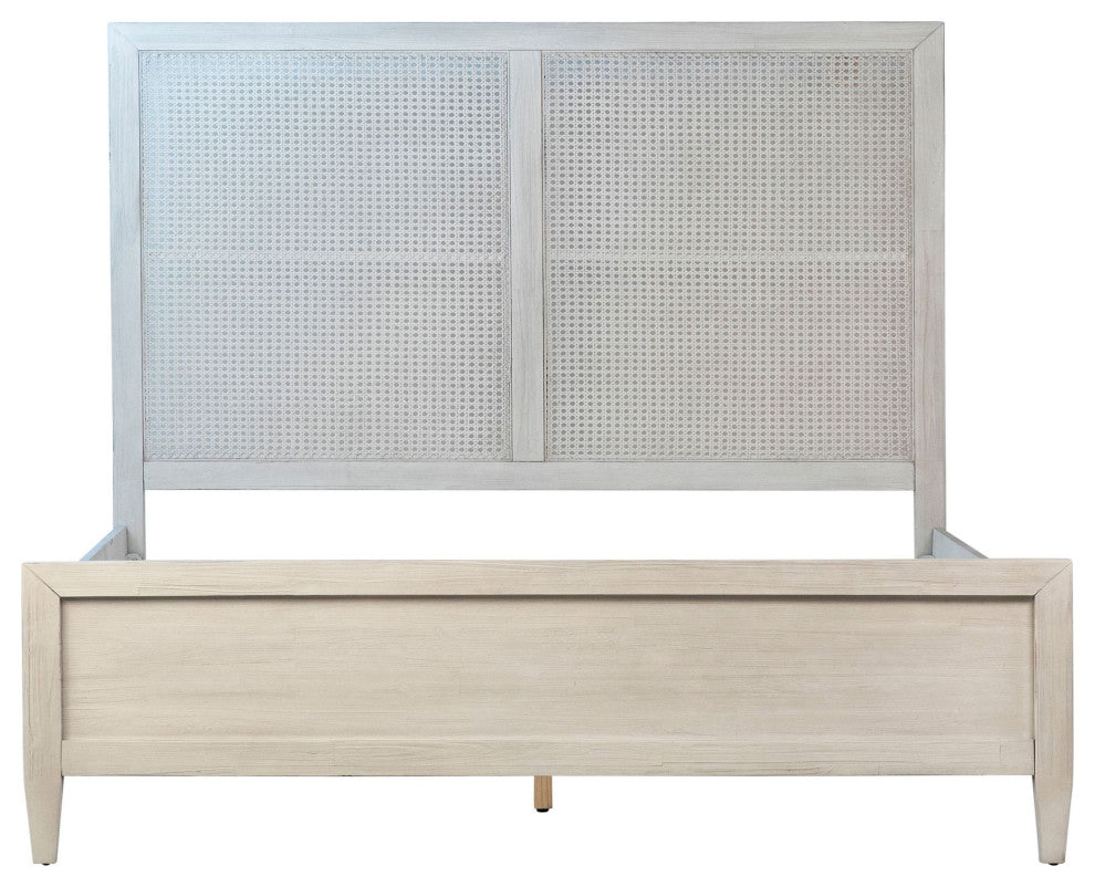 Xander Reclaimed Acacia Coastal Panel Bed With Textured Headboard inlay, King